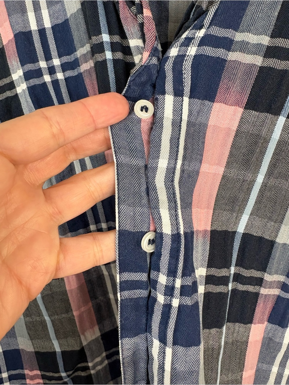 Lane Bryant Navy, Pink & Gray Plaid Shirt 14/16 EUC 99% Cotton Preppy Academia - Picture 3 of 9